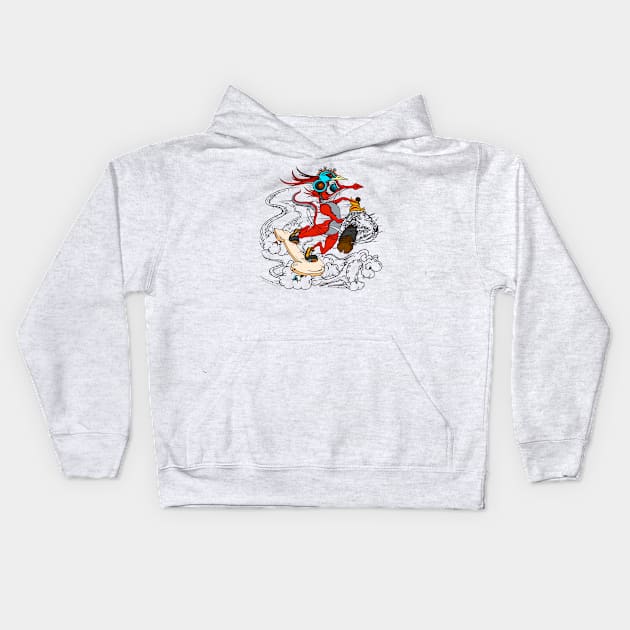 skater fox t-shirt 5 Kids Hoodie by roombirth